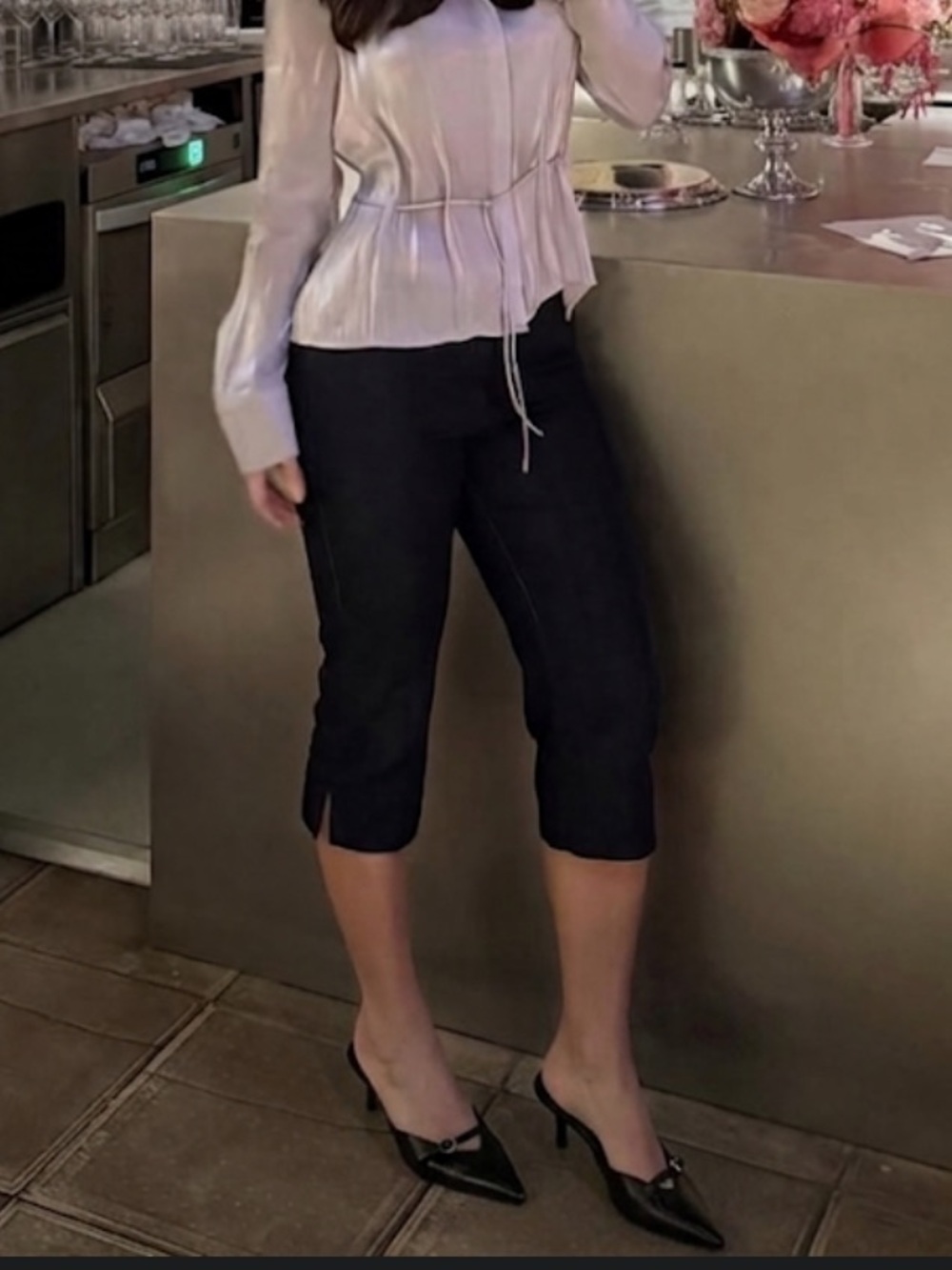 Zara Black Pointed Toe Kitten Heels